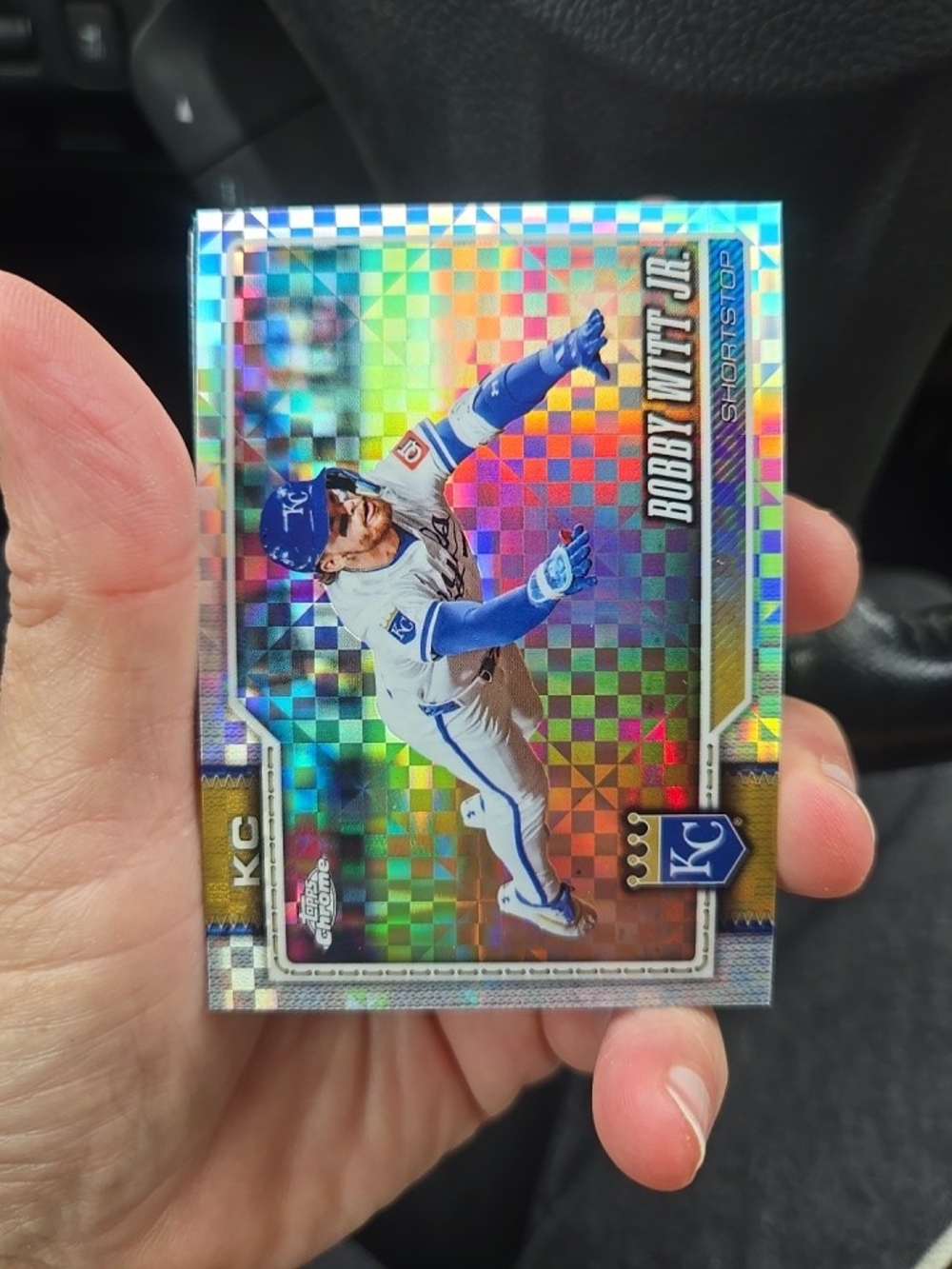 Topps Chrome Holographic Bobby Witt Jr. Baseball Card - Blue & Gold Accents 2026